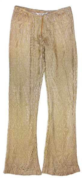 Prince Worn Gold Crochet Shirt & Pants -- With White Heeled Shoes Adorned With His Love Symbol