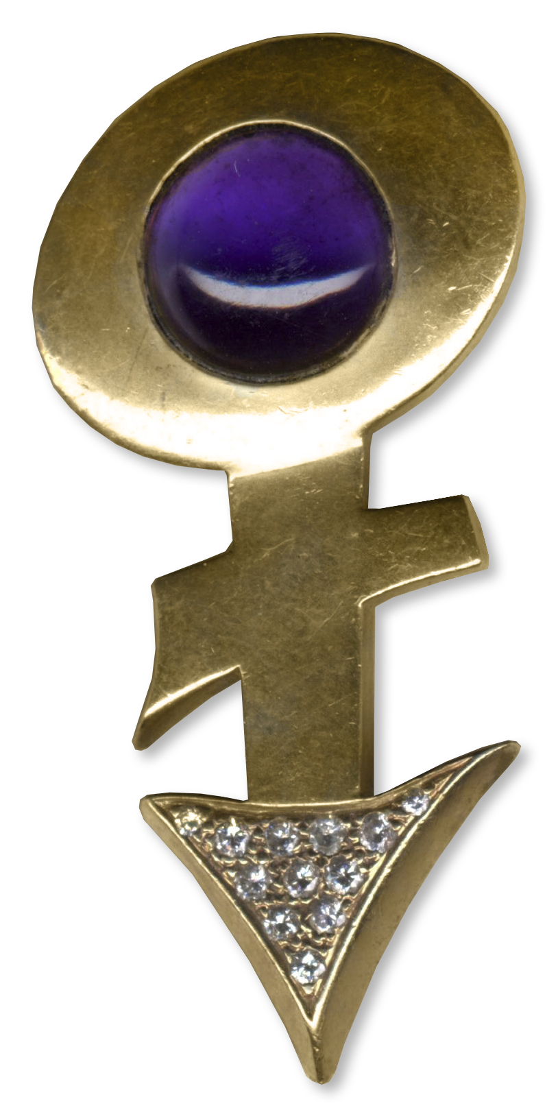 Prince Memorabilia Auction Prince Worn Diamond & Amethyst Pin -- In the Shape of His Love Symbol