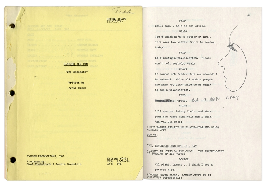 Lot of 10 Scripts Owned by Redd Foxx -- 9 ''Sanford & Son'' Scripts & Series Premiere Script of Spinoff Show ''Grady'' -- From Redd Foxx Estate