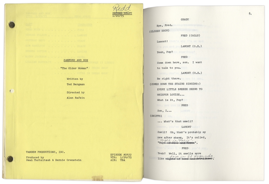 Lot of 10 Scripts Owned by Redd Foxx -- 8 ''Sanford & Son'' Scripts, ''The Jacksons'' Script & Series Premiere Script of ''Sanford & Son'' Spinoff Show, ''Grady'' -- From Redd Foxx Estate