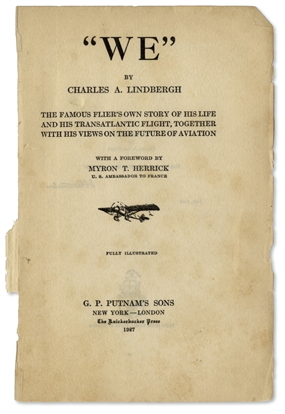 Charles Lindbergh Signed First Edition of ''We''