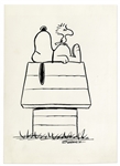 Charles Schulz Drawing of Snoopy & Woodstock From Peanuts