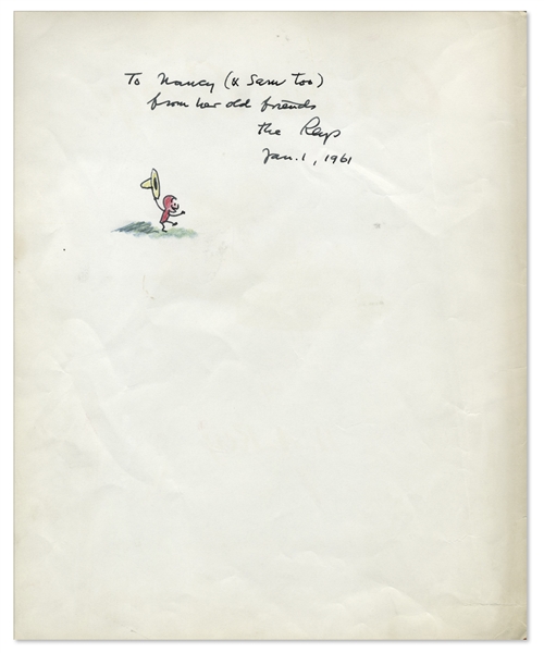 ''Curious George'' First Edition Signed by The Reys With Original Ink Drawing of Curious George -- First Book From 1941