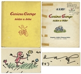 Curious George First Edition, Signed by H.A. Rey With Original Ink Drawing of Curious George -- Curious George Rides a Bike From 1952