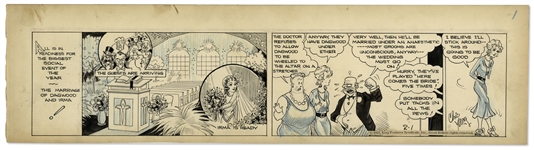 Chic Young Hand-Drawn Blondie Comic Strip From 1932 Titled The Curtain Call -- Dagwood Is on the Verge of Marrying Blondies Roommate Irma!