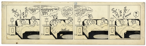 Chic Young Hand-Drawn Blondie Comic Strip From 1939 Titled Insomnias A Bad Ailment