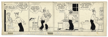 Chic Young Hand-Drawn Blondie Comic Strip From 1945 Titled A Mirror Reminder!