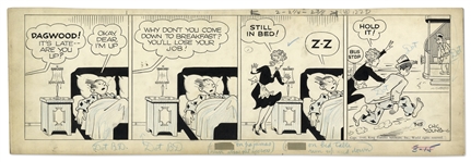 Chic Young Hand-Drawn Blondie Comic Strip From 1946 Titled Blondie - The Breadwinner!