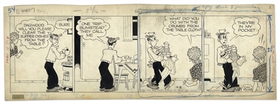 Chic Young Hand-Drawn Blondie Comic Strip From 1946 Titled Lazy Mans Load!
