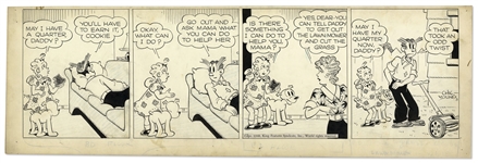 Chic Young Hand-Drawn Blondie Comic Strip From 1948 Titled Caught On The Rebound