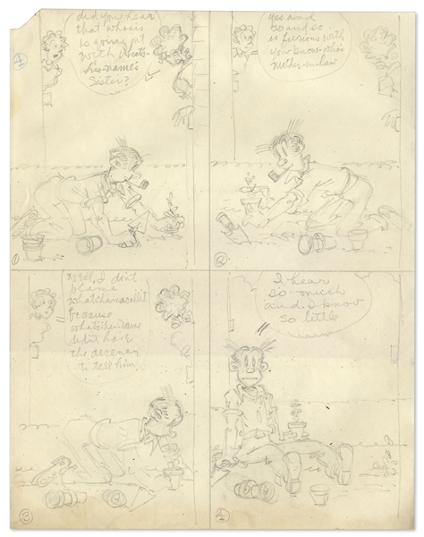 2 Chic Young Hand-Drawn ''Blondie'' Comic Strips From 1959 -- With Chic Young's Original Preliminary Artwork for One