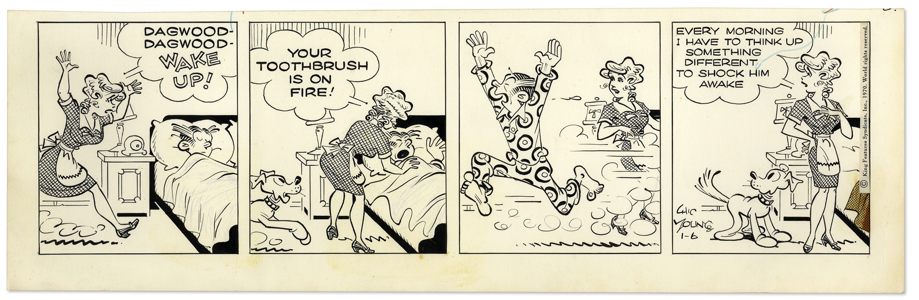 2 Chic Young Hand-Drawn ''Blondie'' Comic Strips From 1969 & 1970