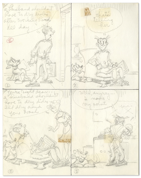 2 Chic Young Hand-Drawn ''Blondie'' Comic Strips From 1970 & 1971 -- With Chic Young's Original Preliminary Artwork for One