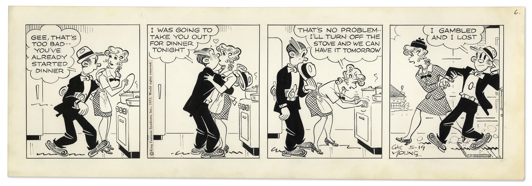 2 Chic Young Hand-Drawn ''Blondie'' Comic Strips From 1973