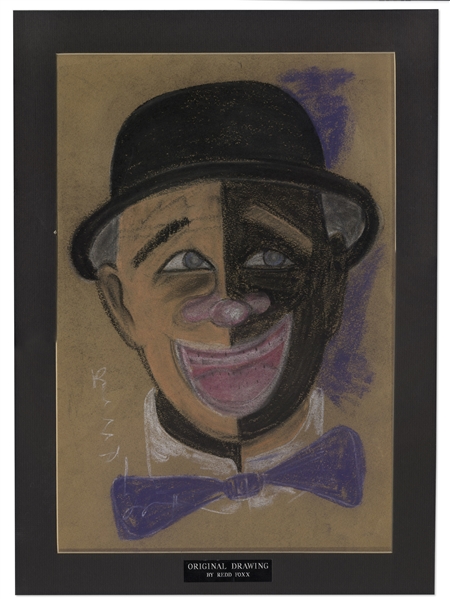 Redd Foxx Signed Oil Pastel Painting of a Clown -- From Redd Foxx Estate