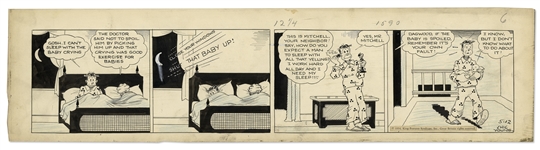 Chic Young Hand-Drawn Blondie Comic Strip From 1934 Titled Love Thy Neighbor