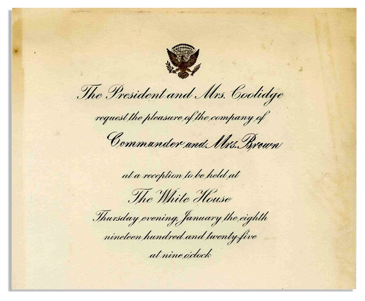 President Coolidge 1925 Official White House Invitation