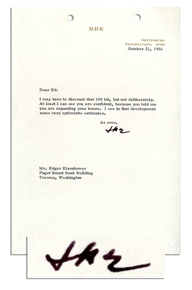 Dwight Eisenhower Typed Letter Signed -- 1966