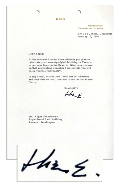 Dwight Eisenhower Typed Letter Signed, Sending Birthday Wishes -- ''...I am certain you will enjoy yourself thoroughly...''