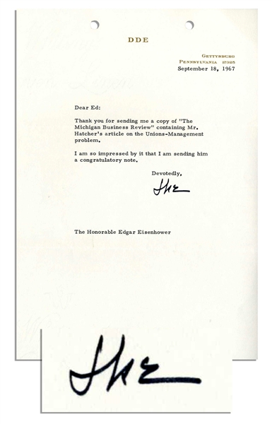 Dwight Eisenhower Typed Letter Signed -- ''...I am so impressed...''