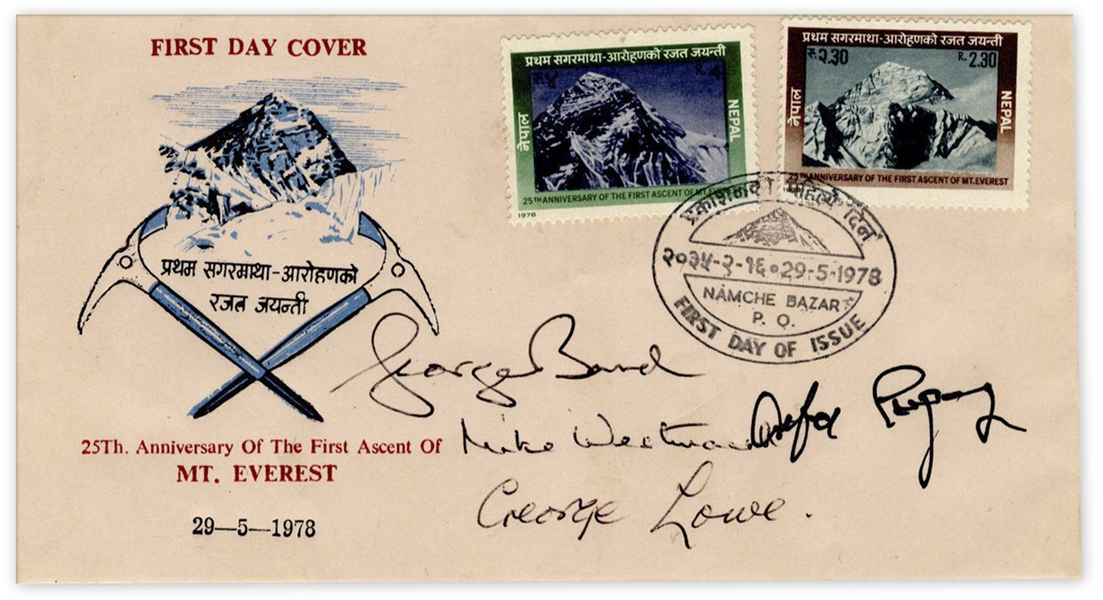 Nepalese First Day Cover Signed by Four Members of the Hillary/Norgay Ascent of Mt. Everest