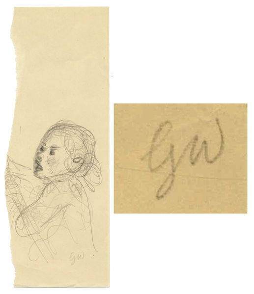 Garth Williams' Preliminary Pencil Sketch of a Tearful Fern for Page 2 of ''Charlotte's Web'' -- Initialed by the Artist