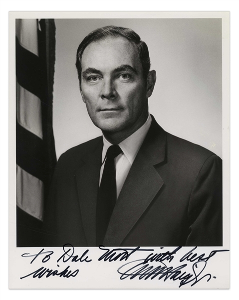 Alexander Haig Signed Photo as Secretary of State under Ronald Reagan -- 8'' x 10'' Glossy With White House Backstamp -- Near Fine Condition