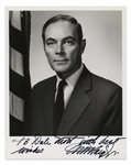 Alexander Haig Signed Photo as Secretary of State under Ronald Reagan -- 8 x 10 Glossy With White House Backstamp -- Near Fine Condition