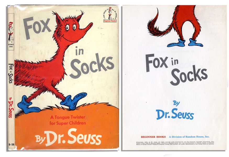 Dr. Seuss ''Fox in Socks'' First Edition, First Printing in Dust Jacket -- Near Fine