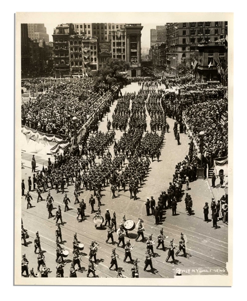 8'' x 10'' ''N.Y. Daily News'' Semi-Matte Press Photo of Charles Lindbergh NYC Ticker Tape Parade -- 13 June 1927 -- Very Good Condition