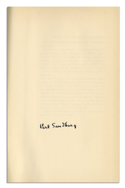 Carl Sandburg Signed Copy of ''Always the Young Strangers''
