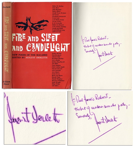 Rare Signed First Edition of ''Fire & Sleet & Candlelight'' by August Derleth -- ''...the best of modern macabre poetry...''