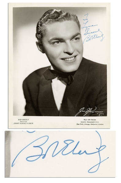 ''Big Band'' Vocalist Bob Eberly Signed 8'' x 10'' Glossy Photo -- ''To Lyman / Sincerely / Bob Eberly'' -- Very Good Plus Condition