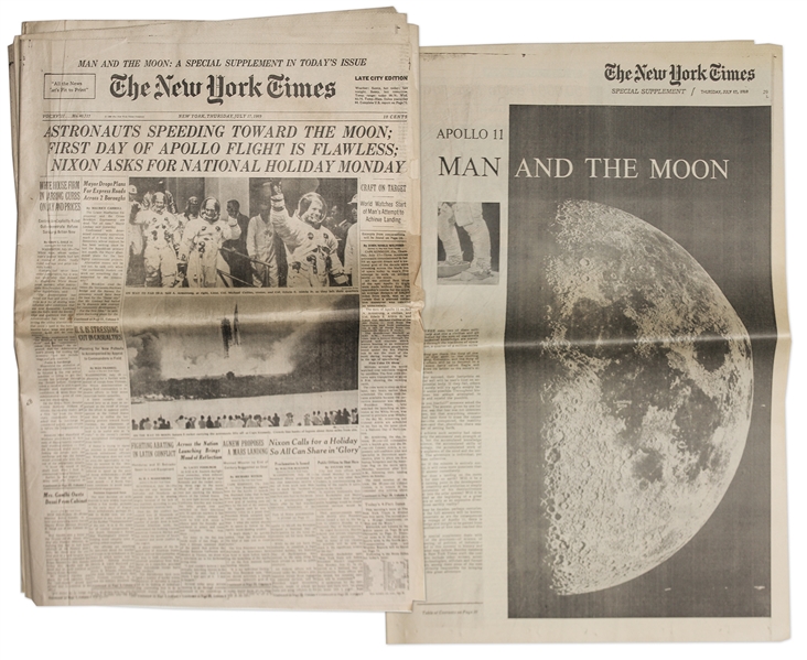''The New York Times'' Reports the Apollo 11 Moon Mission Take Off -- ''Astronauts Speeding Toward the Moon''