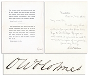 Oliver Wendell Holmes Sr. Letter Signed -- ...you will do well to remind me again of my promise...