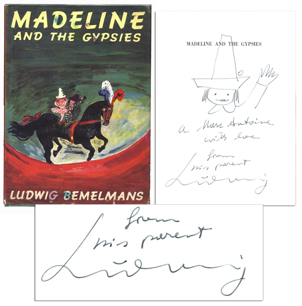 ''Madeline and the Gypsies'' First Printing Signed With Drawing of Madeline -- Scarce Piece by Author Ludwig Bemelmans