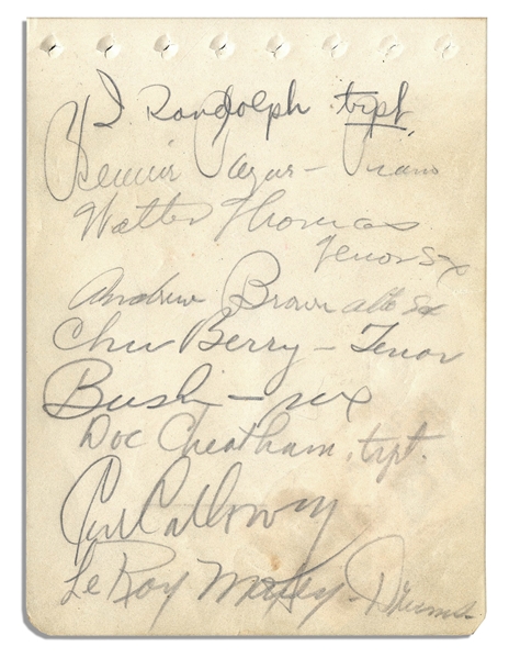 Nat King Cole Trio Autographs -- Plus Nine Additional Signatures of 1930s Jazz Legends