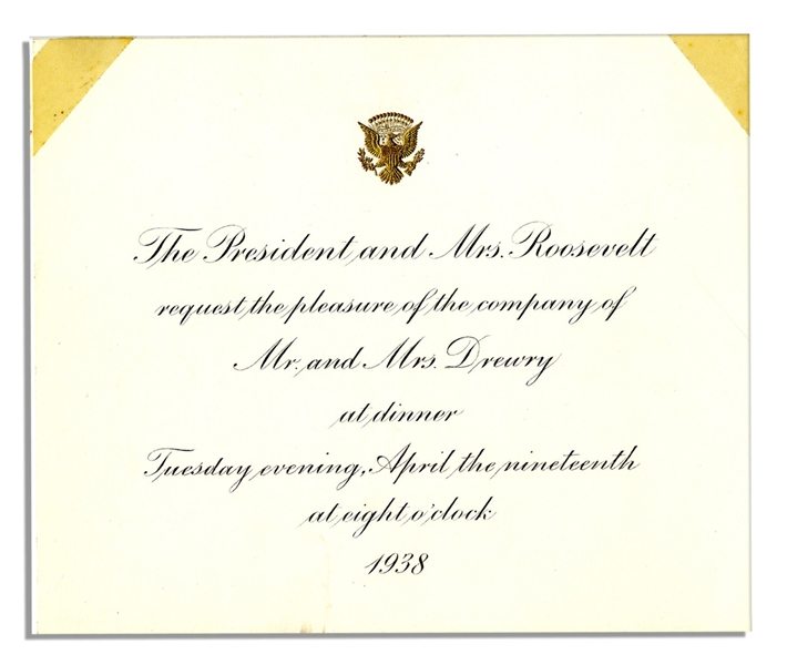 Trio of Invitations to the Franklin D. Roosevelt White House -- From 1938, 1940 and 1941
