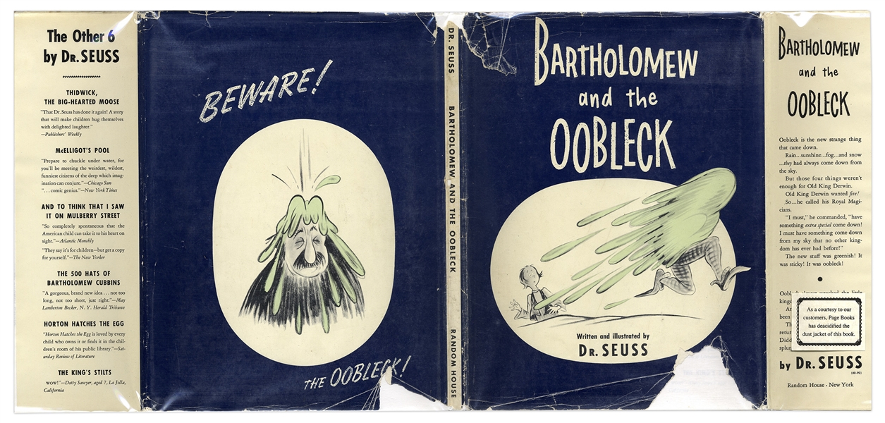 Dr. Seuss ''Bartholomew and the Oobleck'' First Printing -- With Original Dust Jacket