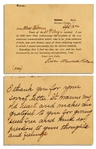 Oliver Wendell Holmes Autograph Note Signed -- ...It warms my old heart and makes me grateful to you for giving such free and kind expression to your thoughts and feelings...