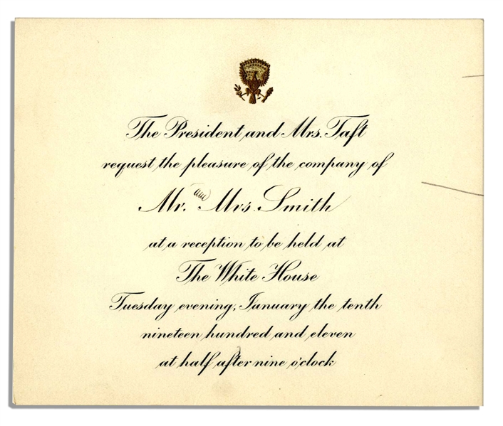President William Taft 1911 White House Invitation