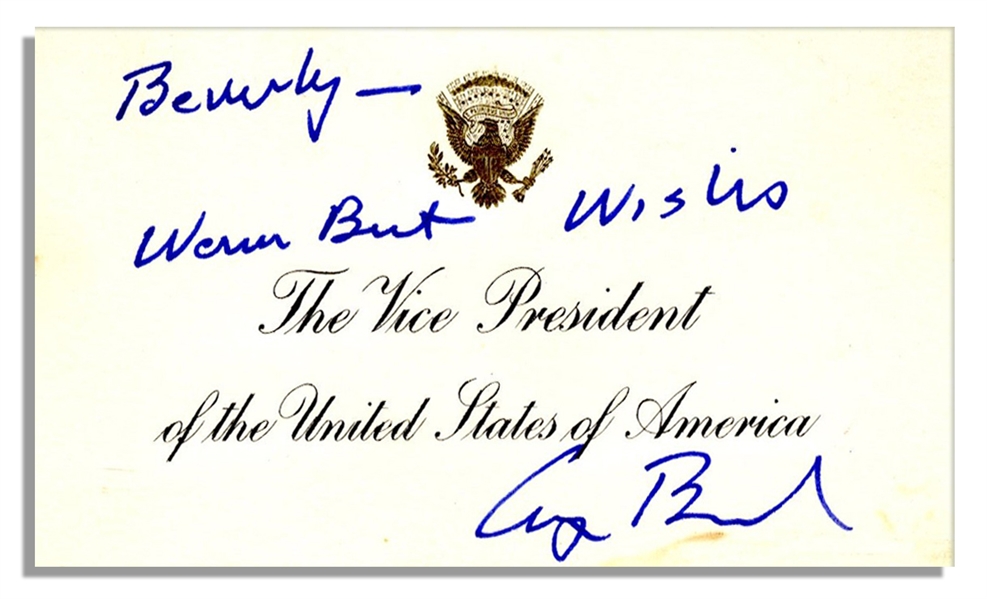 George Bush Signed VP Card as Vice President -- Inscribed, ''Warm Best Wishes''