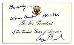 George Bush Signed VP Card as Vice President -- Inscribed, Warm Best Wishes