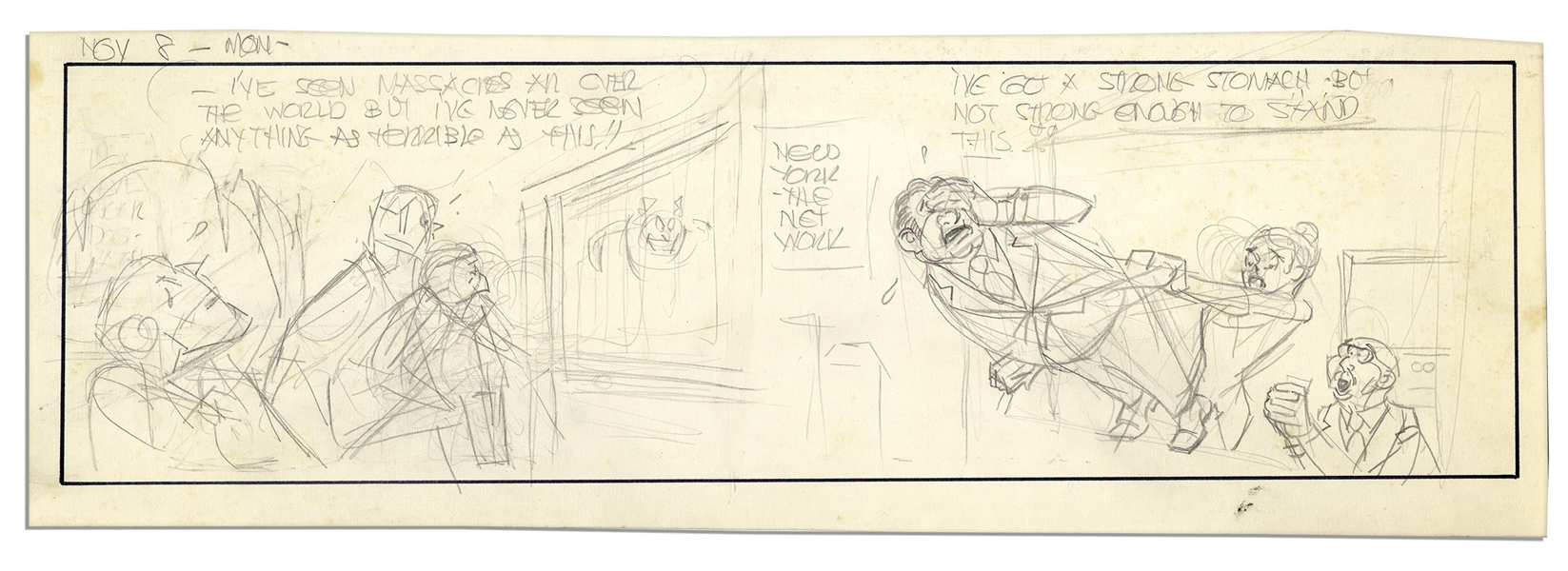 Al Capp ''Li'l Abner'' Unfinished Hand-Drawn Comic Strip -- Measures 18.75'' x 6.25'' in Pencil -- Very Good -- From the Al Capp Estate