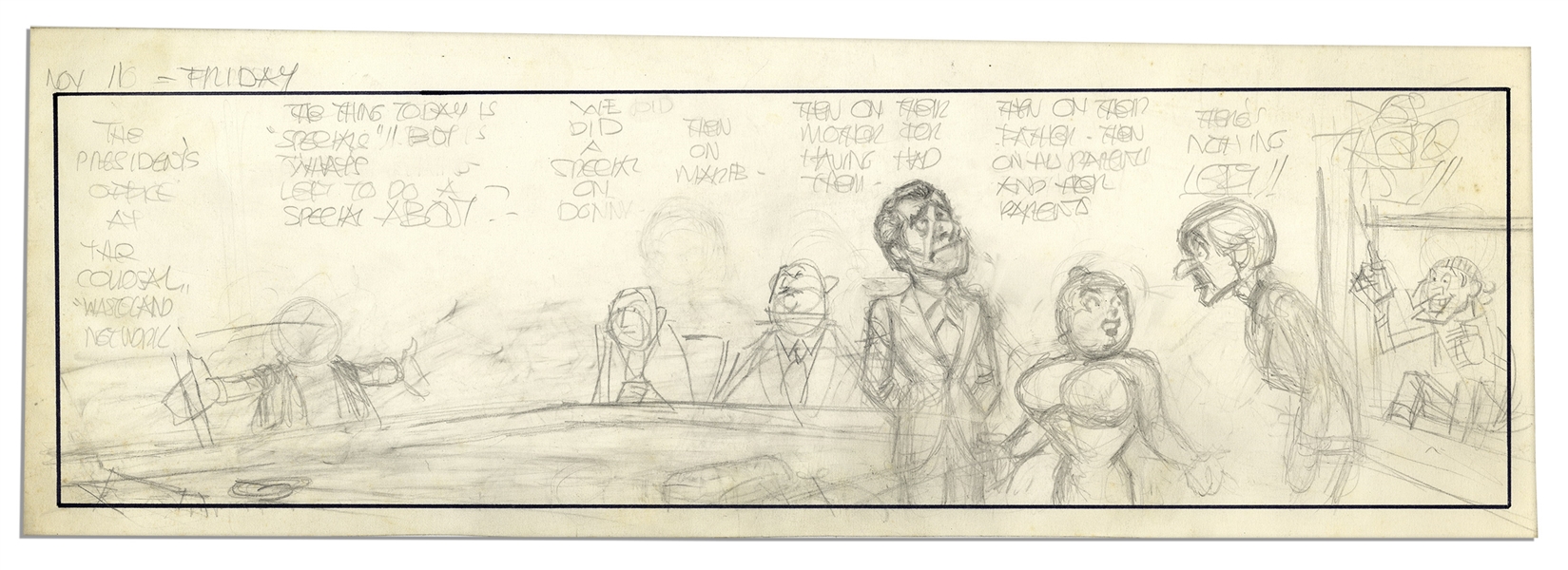 Al Capp ''Li'l Abner'' Unfinished Hand-Drawn Comic Strip -- Featuring Lonesome Polecat -- Measures 18.5'' x 6.25'' in Pencil -- Very Good -- From the Al Capp Estate