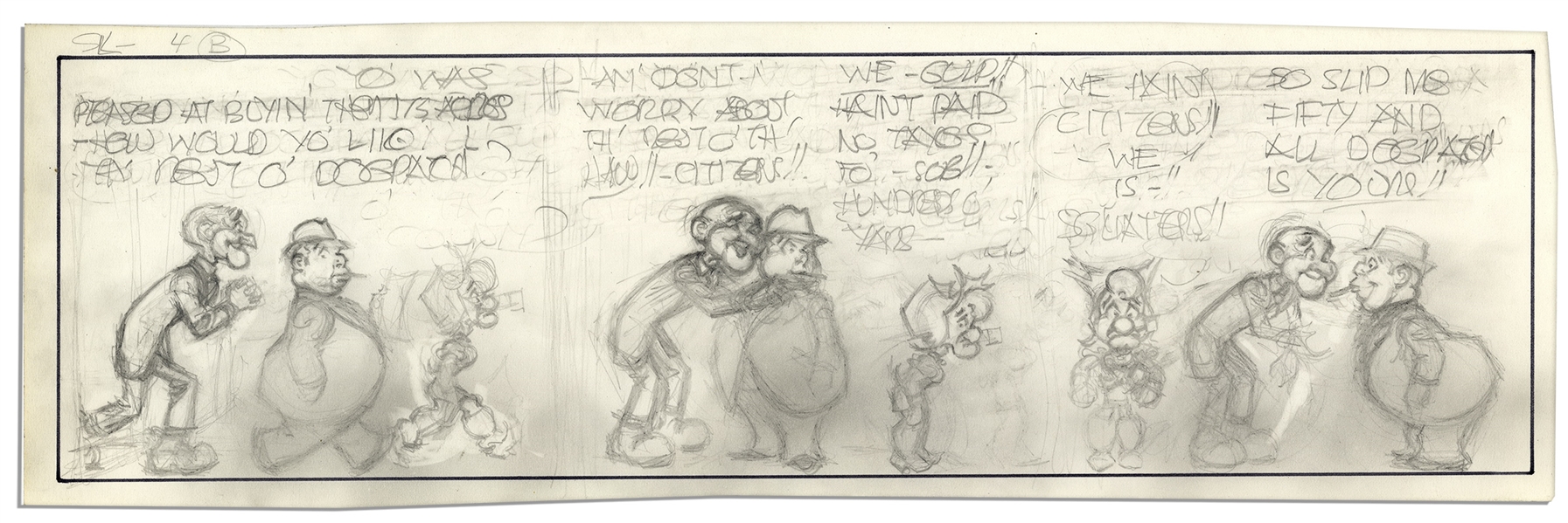 ''Li'l Abner'' Unfinished Comic Strip by Al Capp in Pencil -- Undated & Untitled Strip Features Mammy Yokum -- 19.5'' x 6'' -- Very Good -- From the Al Capp Estate