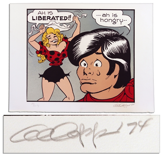 ''Li'l Abner'' Artist Proof -- With Fun, Women's Lib Content -- Numbered 14/30 & Signed ''Al Capp '74'' in Pencil -- Measures 29'' x 22'' -- Very Good -- From the Al Capp Estate