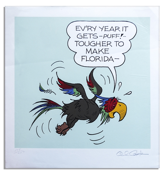 Al Capp Large & Colorful Litho -- Depicting a Florida Snow Bird -- Signed ''Al Capp'' in Pencil & Numbered ''104/250'' -- Measures 33.5'' x 32'' -- Near Fine -- From the Al Capp Estate