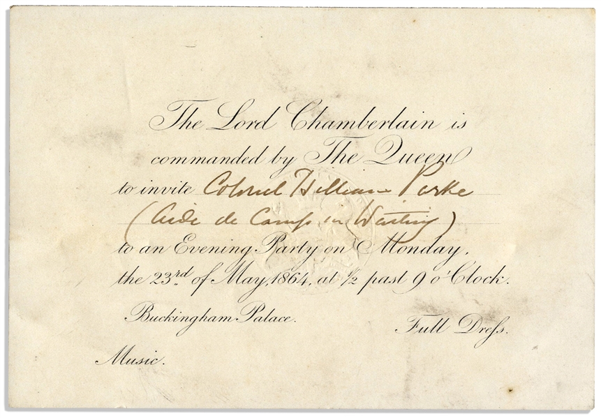 Queen Victoria 1864 Invitation to Buckingham Palace