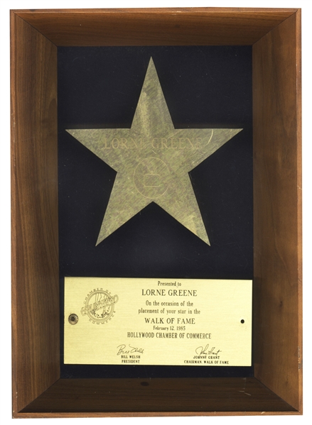 Lorne Greene Hollywood Walk of Fame Award -- For His Starring Roles on ''Bonanza'' and ''Battlestar Galactica'' -- With an LOA From His Estate
